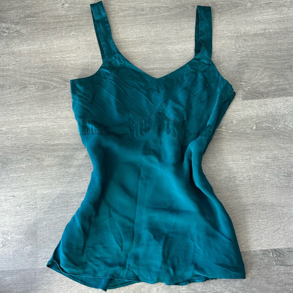 Y2K RW&CO Blue Silk Cami Tank